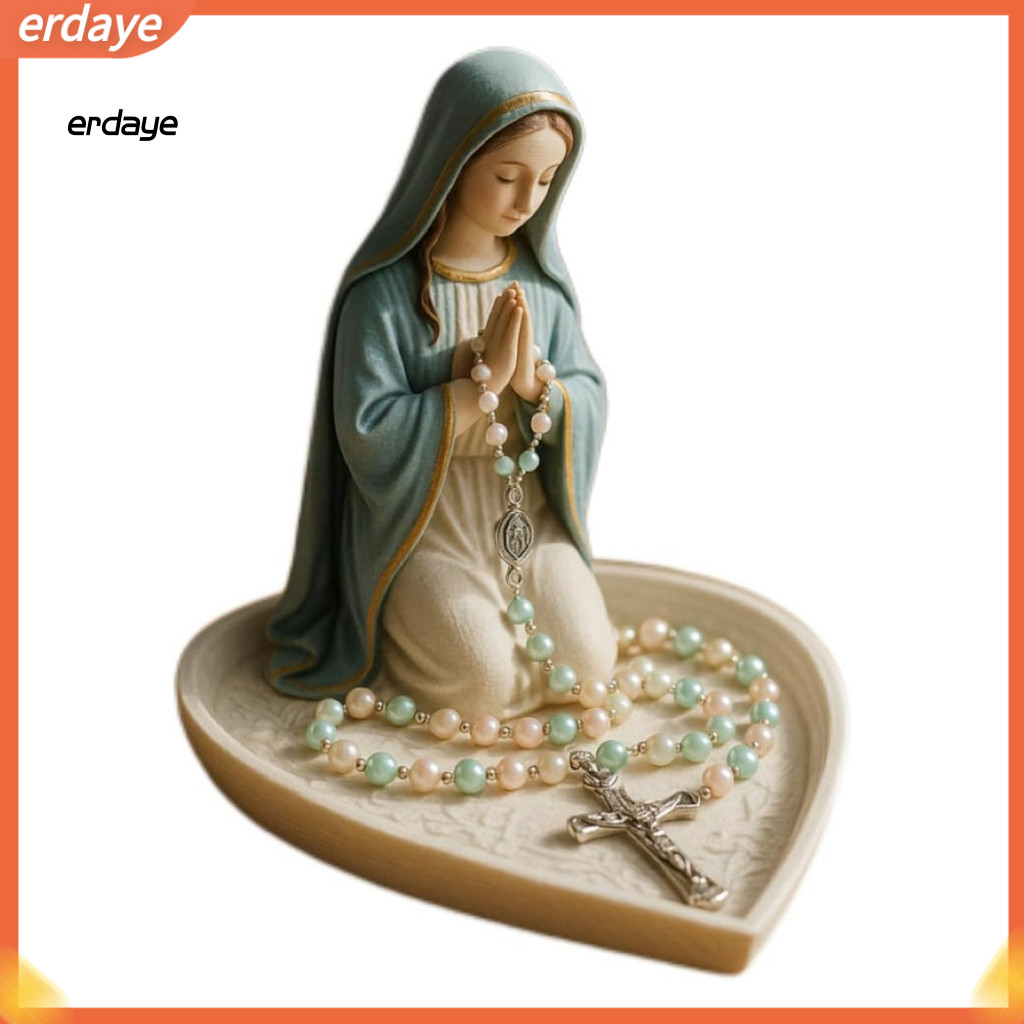 【Elegant design】：This Our Lady of Mercy statue rosary box has smooth design lines and pure colors Its elegant beau