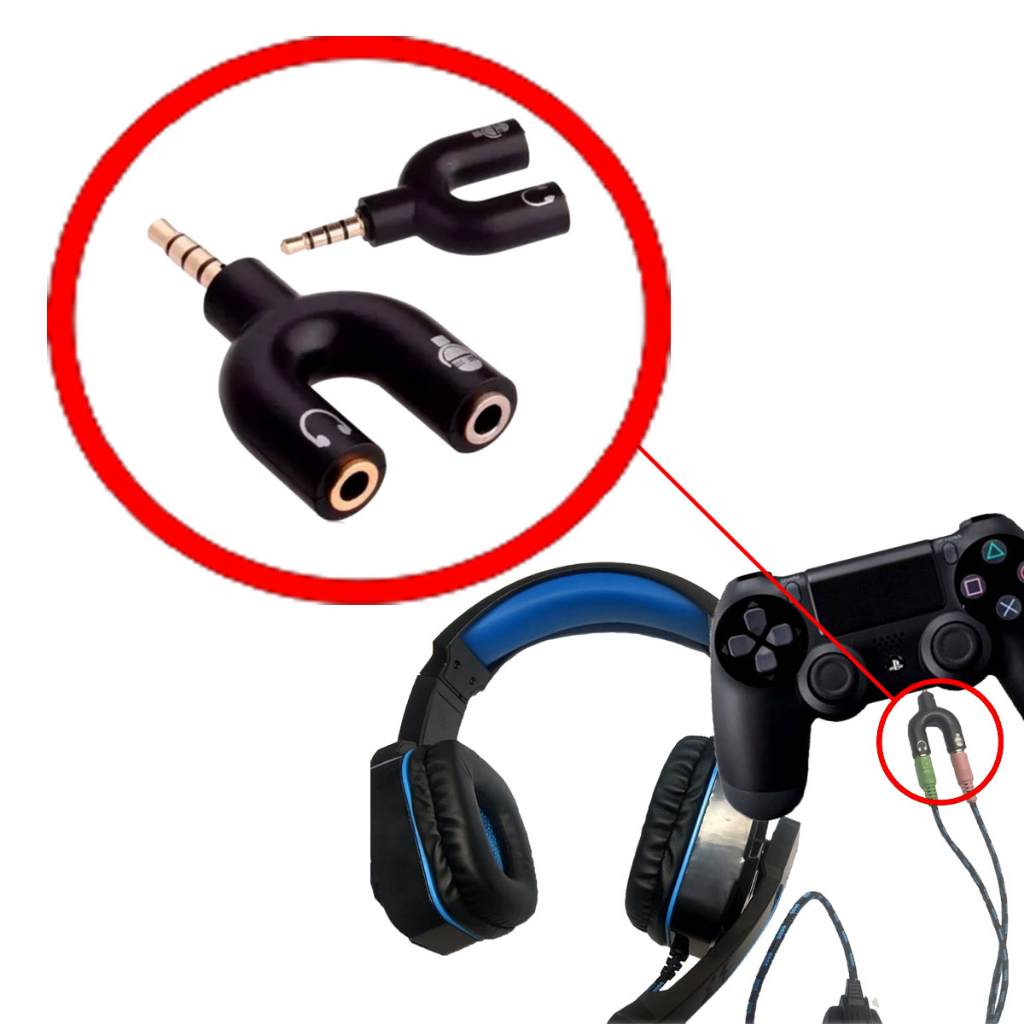 Conversor P2 X P3 Splitter Plug Y Fone Microfone Heads Áudio