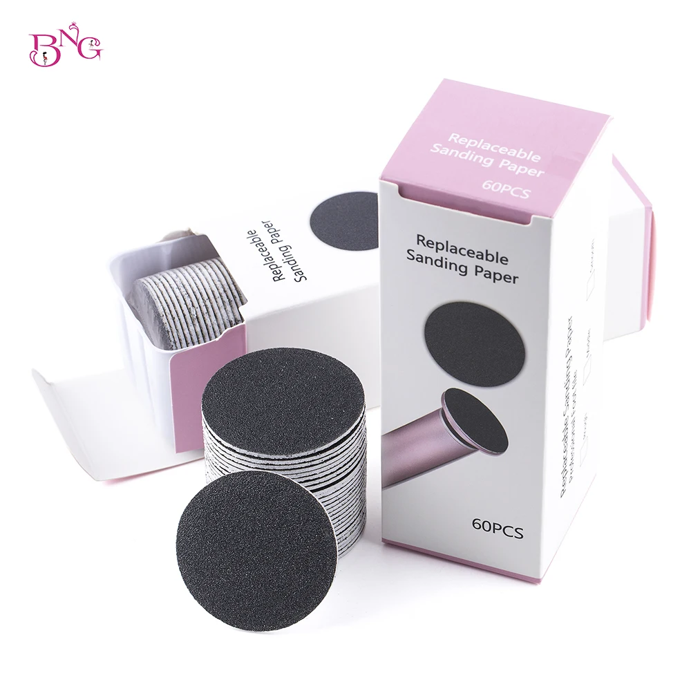 BNG 60Pcs 43mm Foot Cuticle Calluses Removal Replaceable Sandpaper Disc For Electric Foot Callus Remover Hard Dead Skin Cleaner