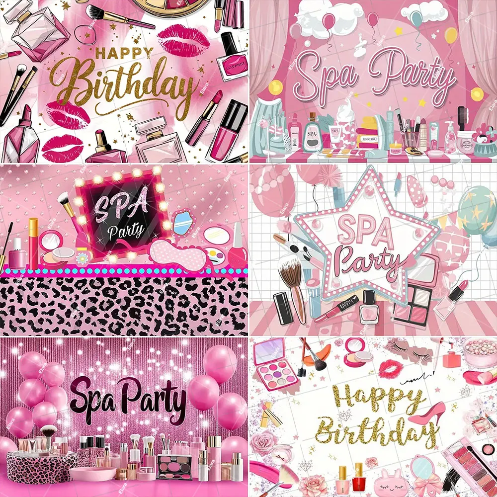 Pink Lady Spa Birthday Party Cosmetics And Jewelry Theme Fit For Girls Parties And Makeup Celebrations Backdrop Photo Studio