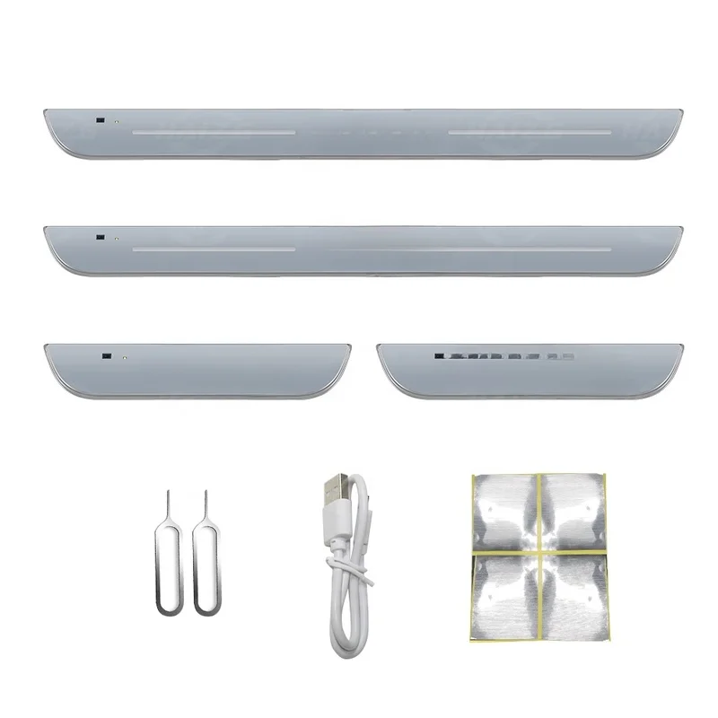 High Quality 4PCS USB Rechargeable Custom  Door Sill Welcome Plate Pedal Car Exterior Decor Accessories