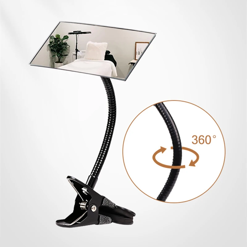 Professional Lash Tech Clamp On Mirror 360° Flexible Gooseneck Adjustable for Eyelash Moon Lamp Lash Salon Desk Office Use