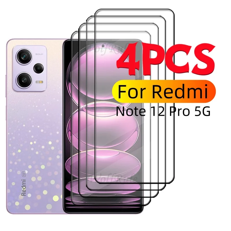 1/2/3/4PCS Full Cover Glass For Redmi Note 12 Pro 5G Glass Xiaomi Redmi Note 12 Pro Glass 9H Screen Protector Redmi Note 12 Pro