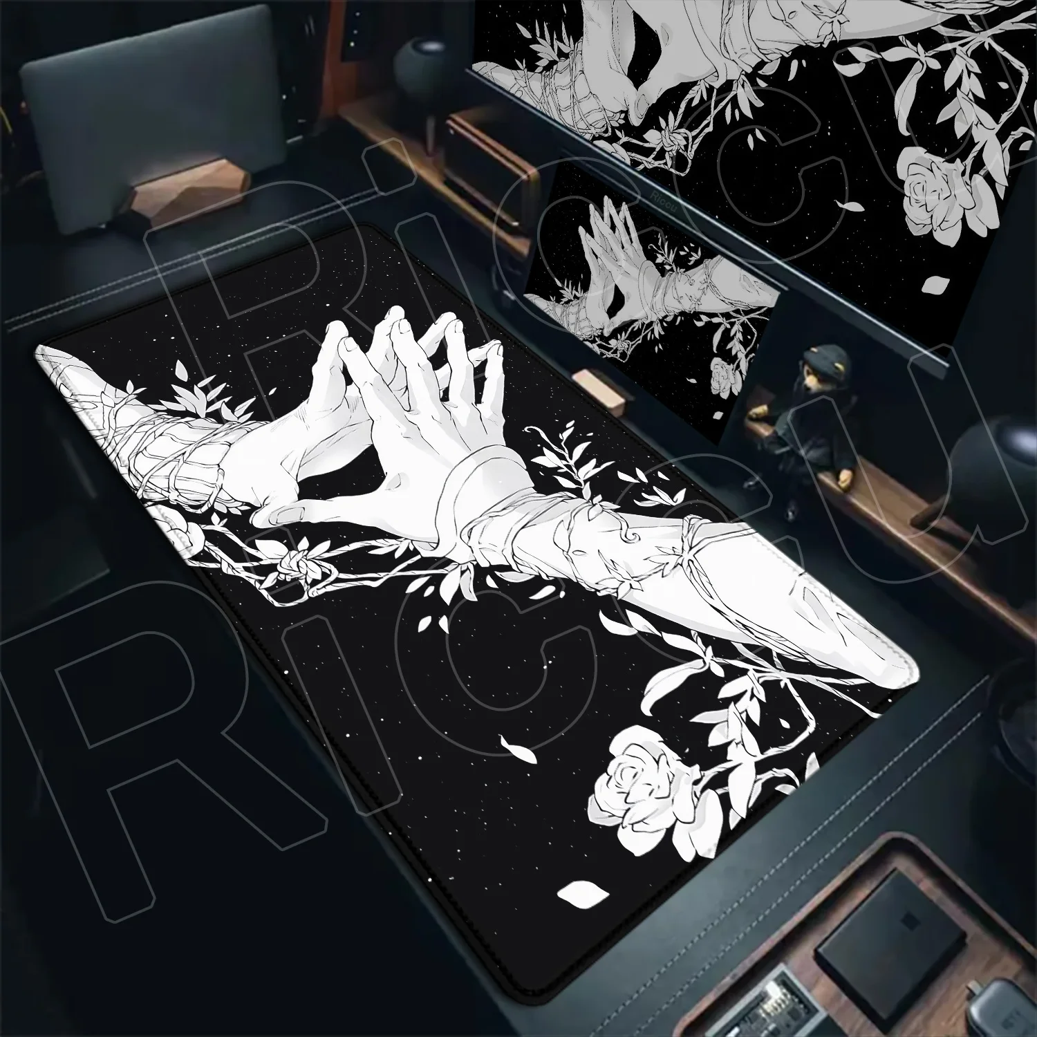 HD Large Black White XXL Gothic Hand art Mouse Pad PC Gaming Home Office Setup Laptop Keyboard Pad Desk mat Gamer Accessories