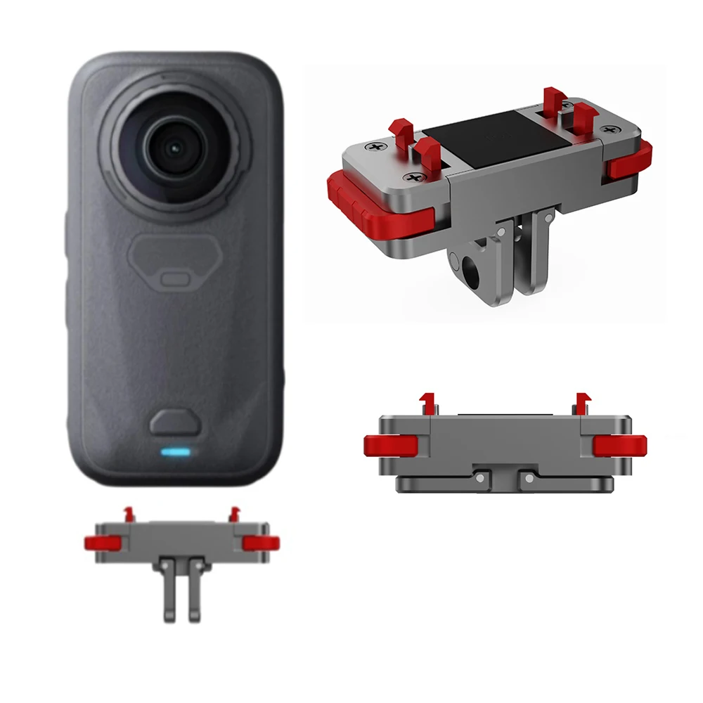 Magnetic Quick Release Mount Adapter for Insta360 X6, Camera Base Extension Bracket with Foldable Claws & 1/4-inch Screw Hole