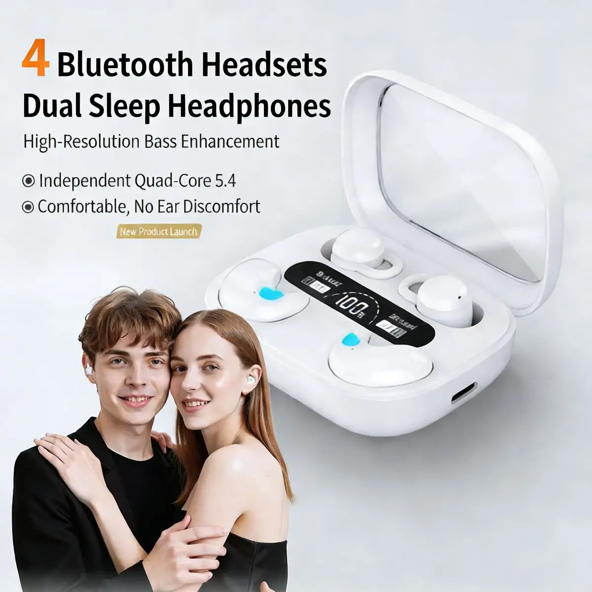 Fashion Q12 2-in-1 In-ear Semi-in-ear Bluetooth Sleep Earphones Mini Invisible Noise Reduction Ergonomic for Music Couple Gifts