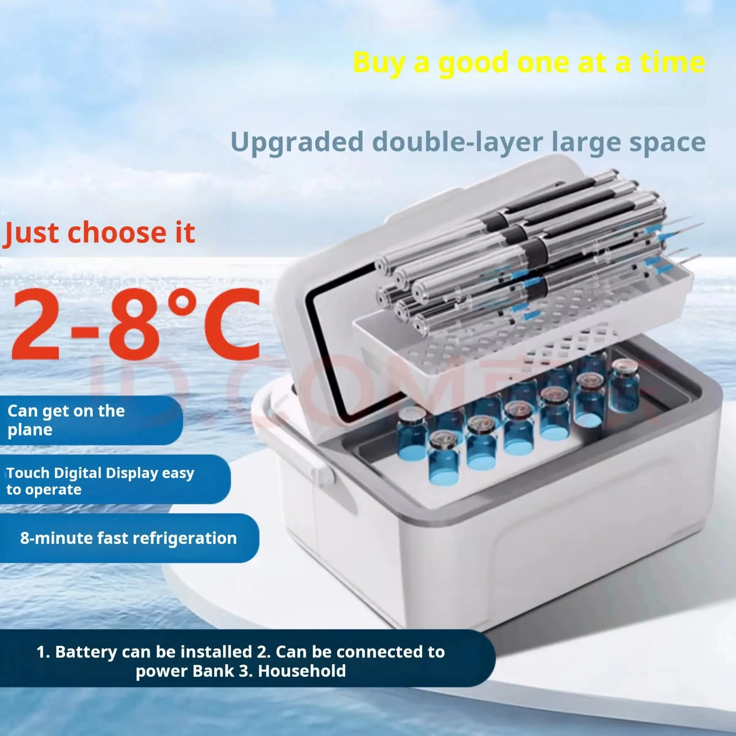 Double Layer Super Capacity Insulin Refrigerator, Diabetes Insulin Storage Box, Travel Essential Glucose Meter Refrigerator