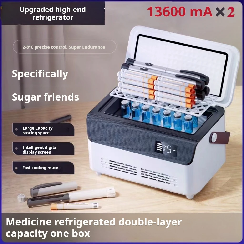 Insulin Medicine Refrigerator, Constant Temperature Refrigerator for Business Trips, Insulin Double-Layer Large Capacity Refrige