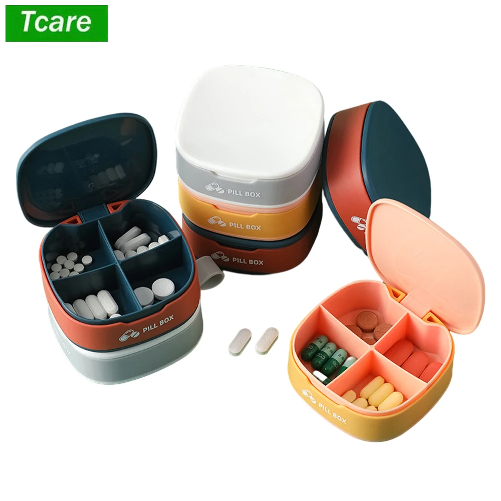 Tcare 1 PC Portable Silicone Mini Dispensing Compartment Storage Box Medicine Pill Box Dispenser Medical Organizer Tablet Box