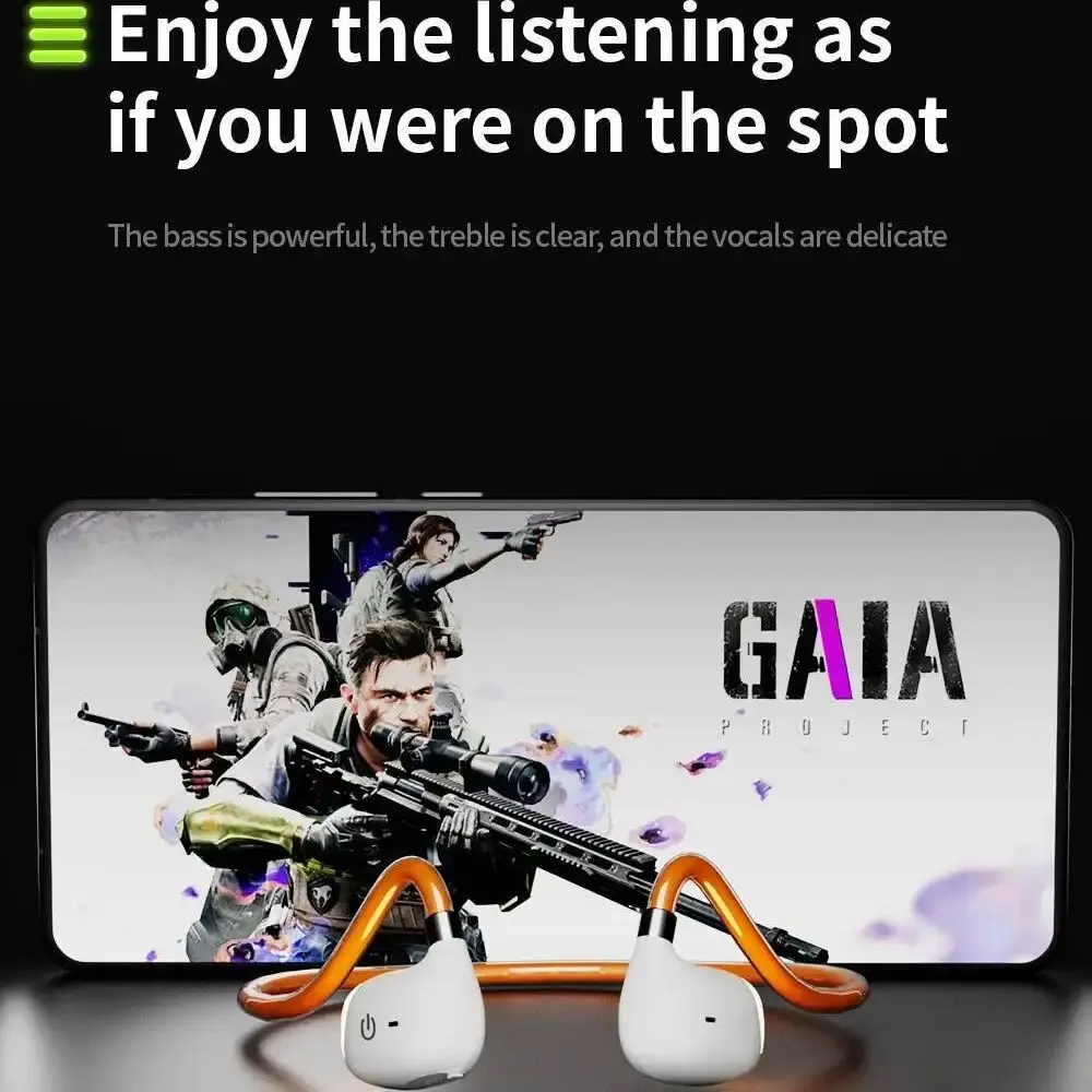 RGB Light HIFI Stereo Long Battery Life Earbuds Wireless Ear-hook Bluetooth Bone Conduction Earphones For Night Running Sports