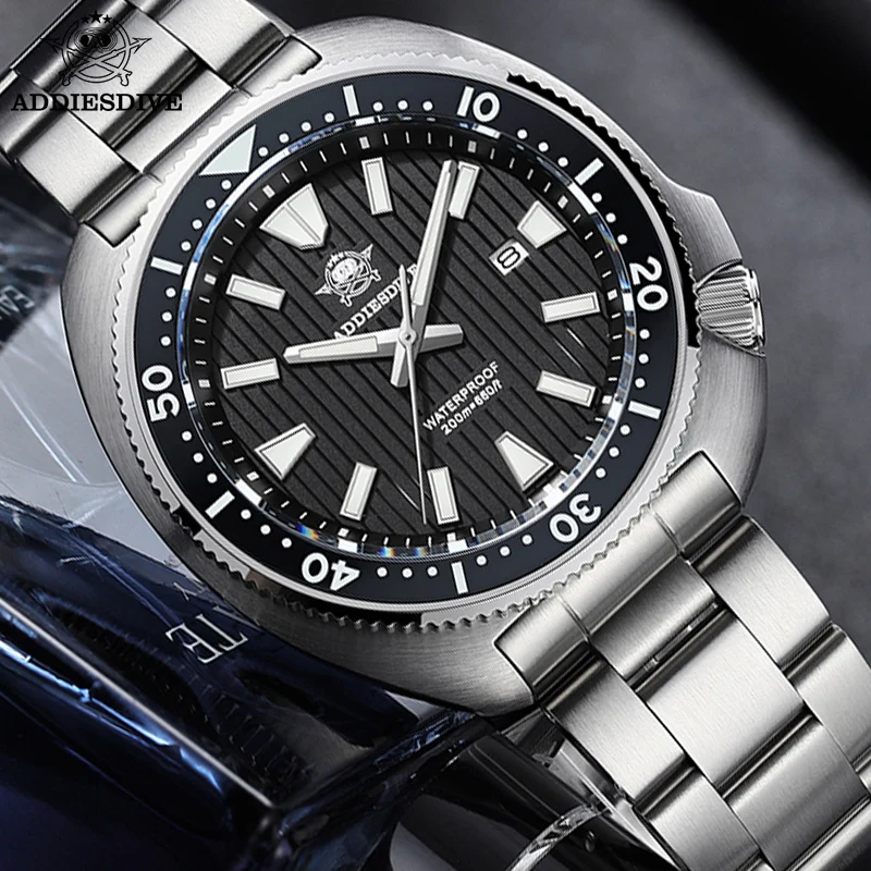 ADDIESDIVE New Men's Watches Quartz Wristwatch Sapphire Glass Ceramic Luminous Bezel 200m Waterproof High Quality Luxury Watch