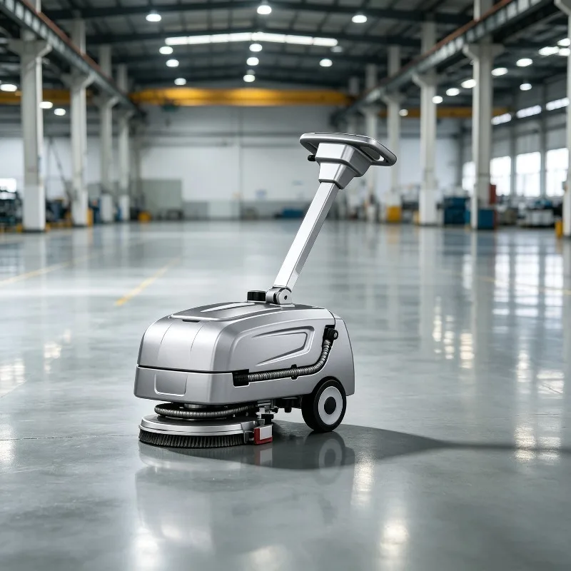 Airo Handheld Hand Push Battery-Powered Floor Washer Scrubber Dryer Cold Water Cleaning for Gym Factory Concrete Terrazzo Floor