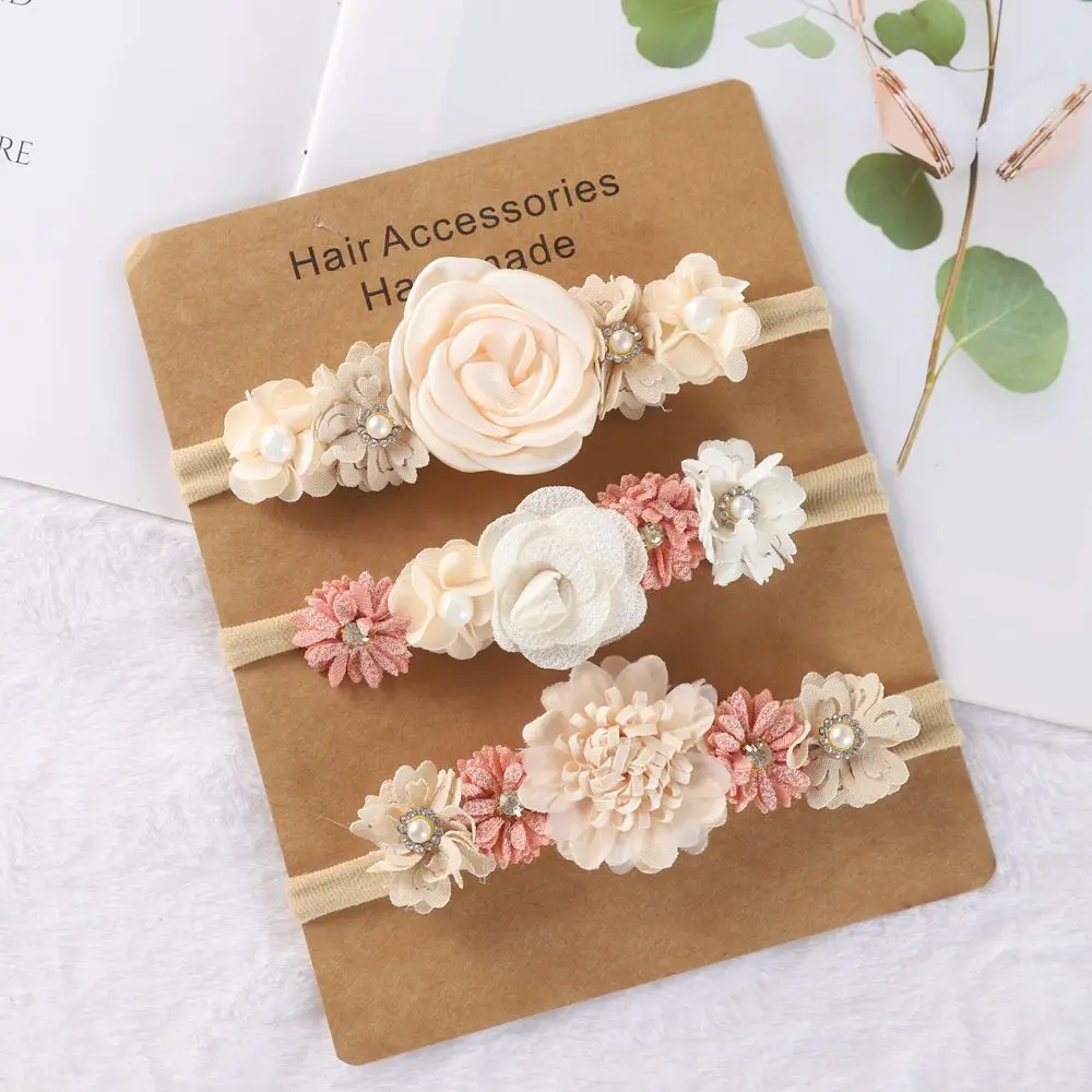 3pcs Baby Girl Headband Set Cute Baby Elastic Hair Band Newborn Head Flower Toddler Headband Headwear Kids Accessories