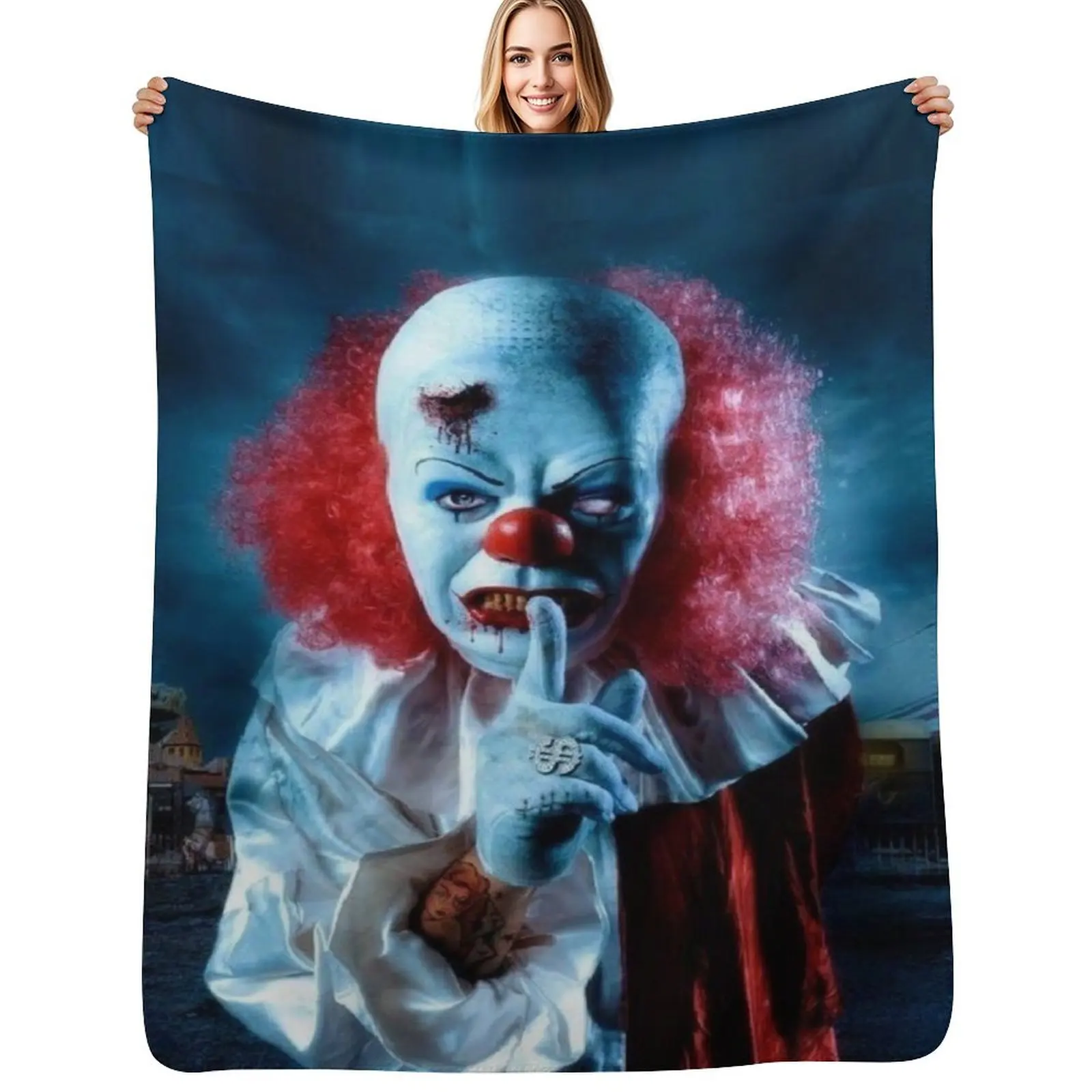 Scary Horror Clown Face Mask Throw Blanket Thins Luxury St christmas decoration Stuffeds Polar For Sofa Thin Blankets