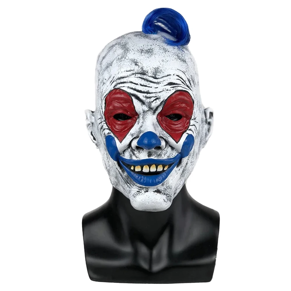 Funny Joker Mask Cosplay Adult Blue Hair Clown Full Face Latex Masks Helmet Halloween Carnival Dress Up Party Costume Props