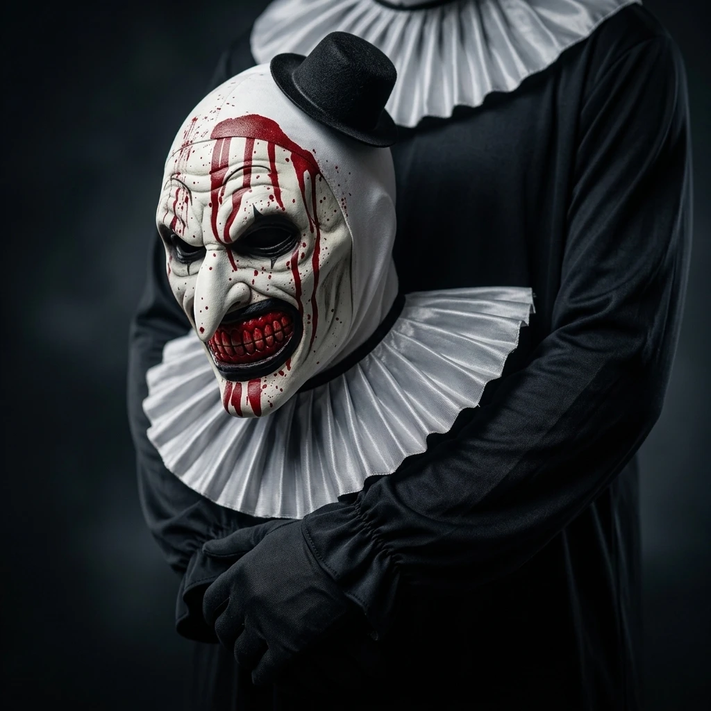 Frightening Clown Mask Premium Latex Genuine Leather Texture Suitable for Scary Movie Cosplay Party-Goers Adults Complete Outfit