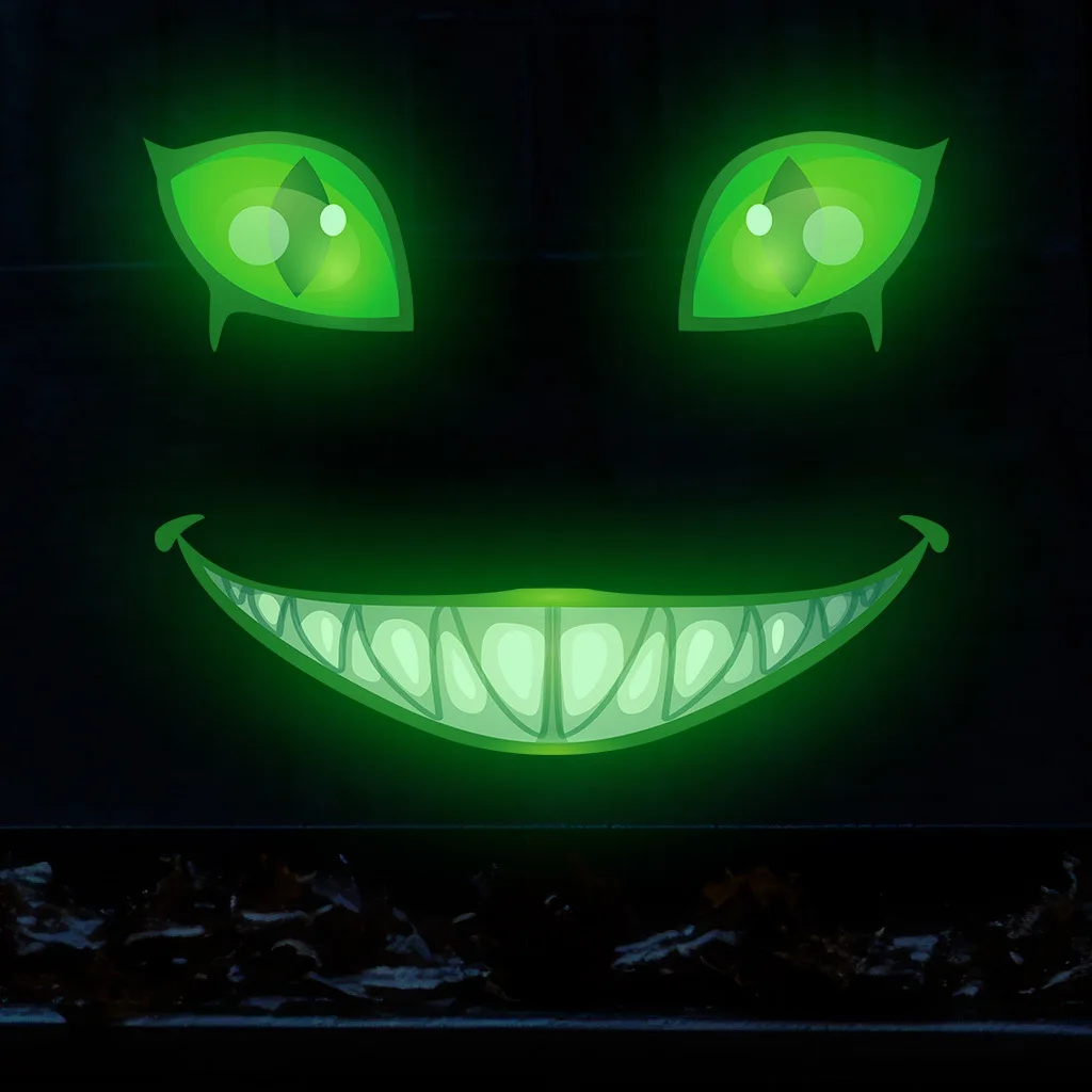 Halloween Clown Face Grimace Luminous Sticker Glow In The Dark For Children's Room Fluorescent Decals Self-adhesive Room Decor