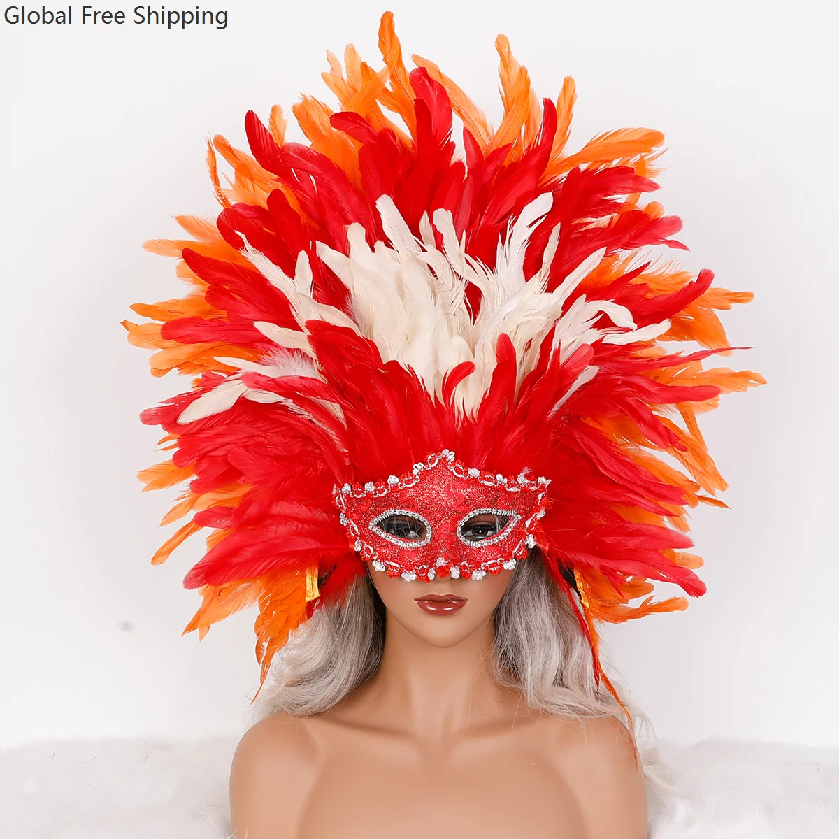 Venice High-end Feather Half-face Mask Halloween Carnival Night Role-playing Performance Props Carnival Party Clown Accessories
