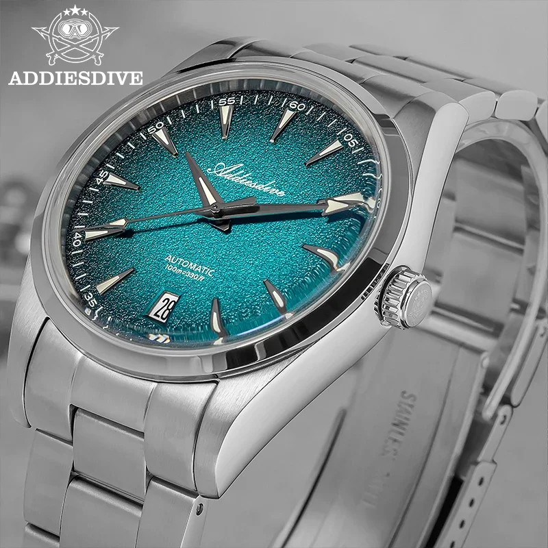 ADDIESDIVE New Men Watch 39mm Automatic 8215 Mechanical Watch Dive 100m Waterproof Domed Glass Luminous 316L Stainless Steel