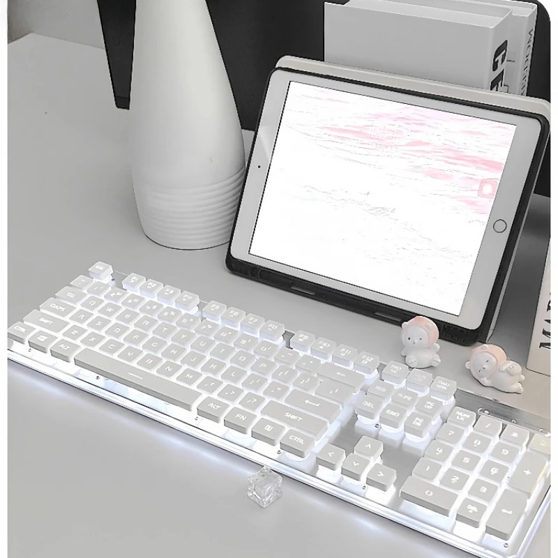 Silent keyboard, special feel for girls' office, wired wireless gaming computer mouse