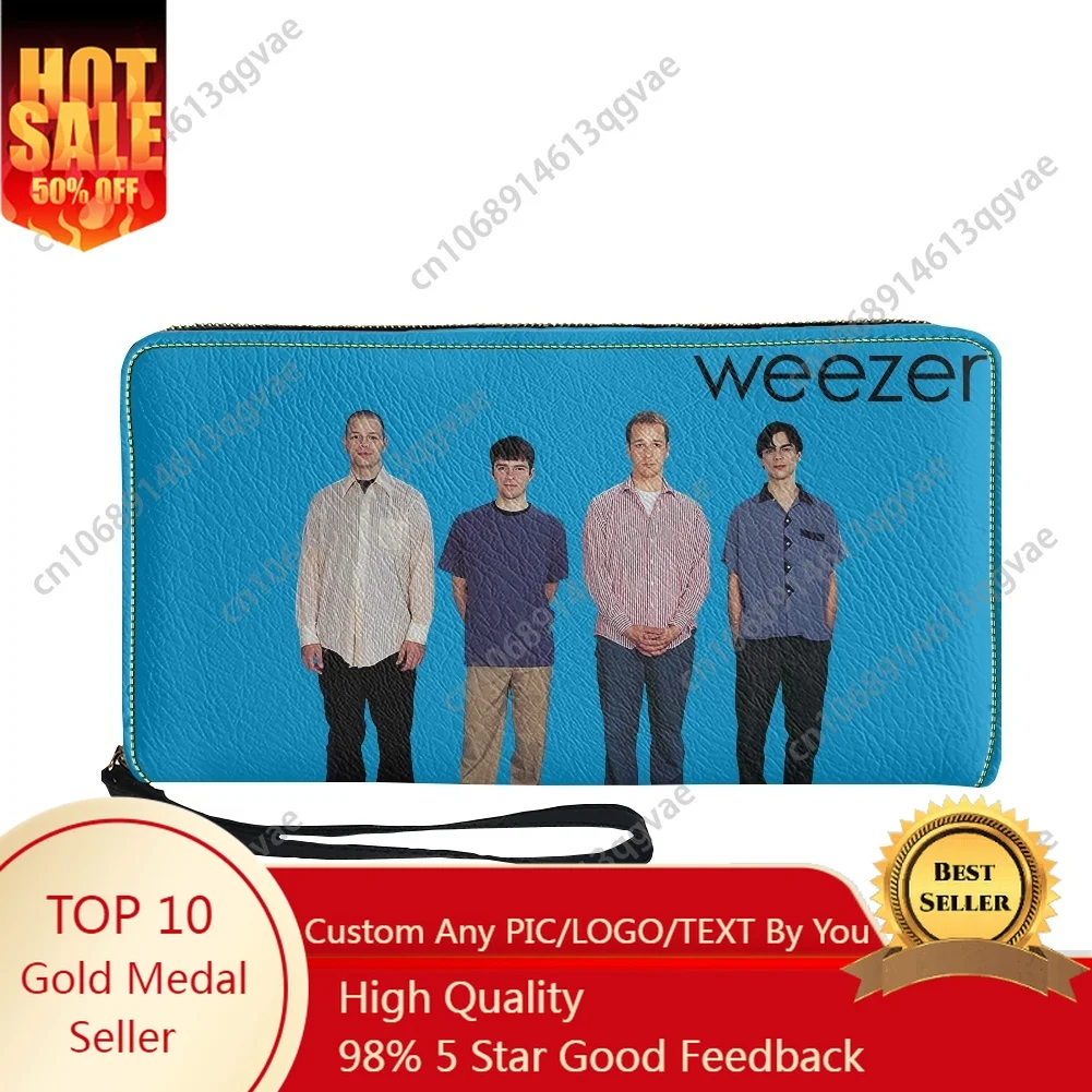 2025 New Weezer Pop Rock Band Custom Purse Mens Womens Teenagers Zipper Long Wallets Double Print  Portable Wallet Gift Bag