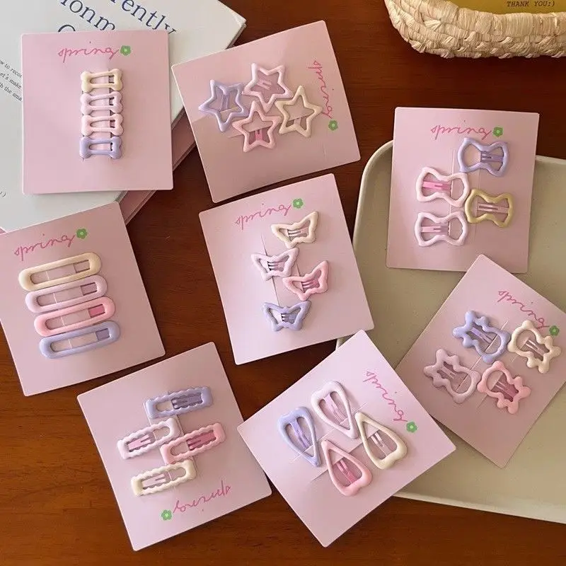 4pcs/set Cute Colorful Geometric Mini Hair Clips For Girls Sweet Hair Ornament Hairpins Barrettes Kids Lovely Hair Accessories