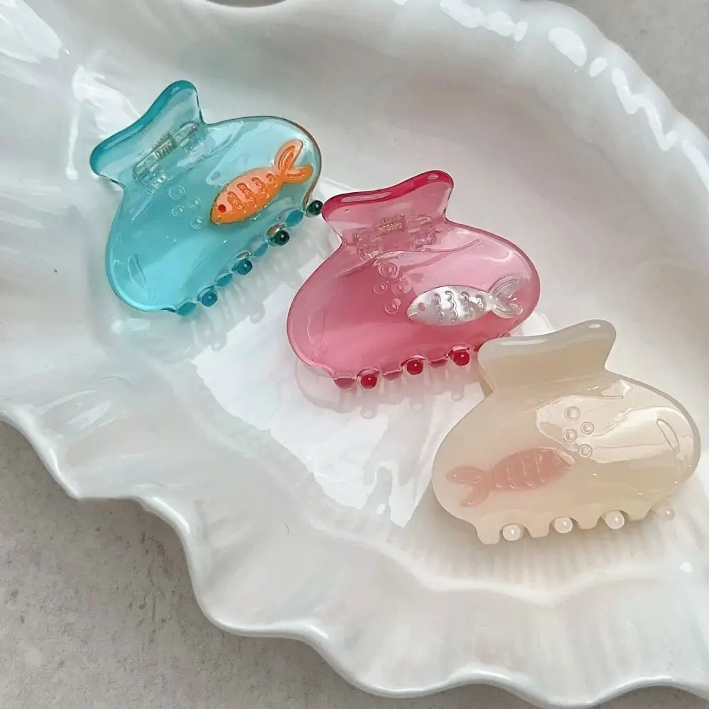 Creative Transparent Fish Hair Claw Small Shark Clip Korean Style Acetate Hair Claw Animal Hair Grab Clip Animal Hair Clip Party