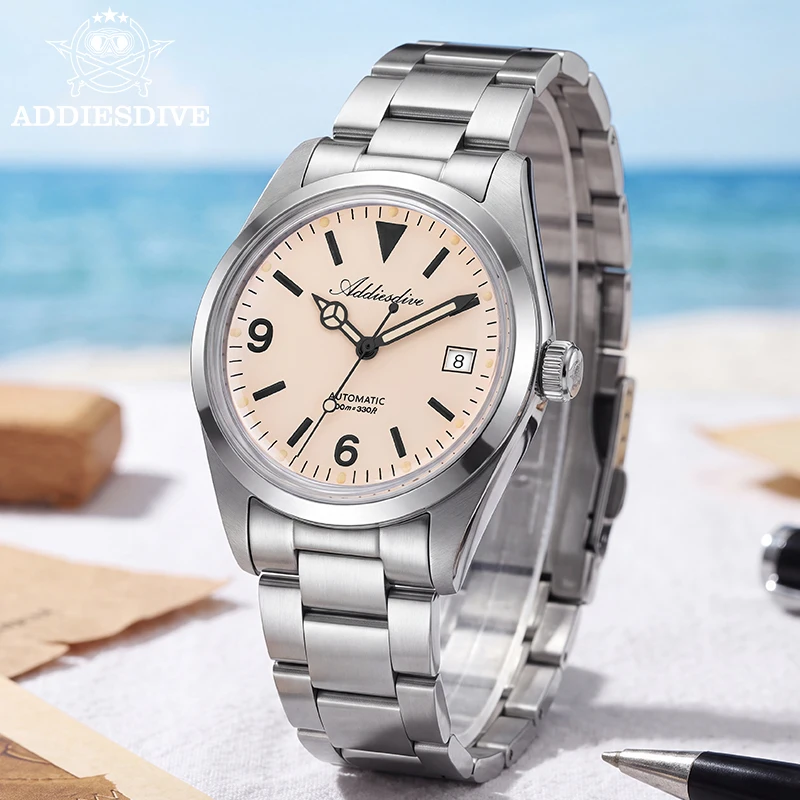 ADDIESDIVE Automatic Mechanical Watch for Woman 36mm Sapphire Crystal 316L Stainless Steel ST2130 100M Waterproof Business Watch