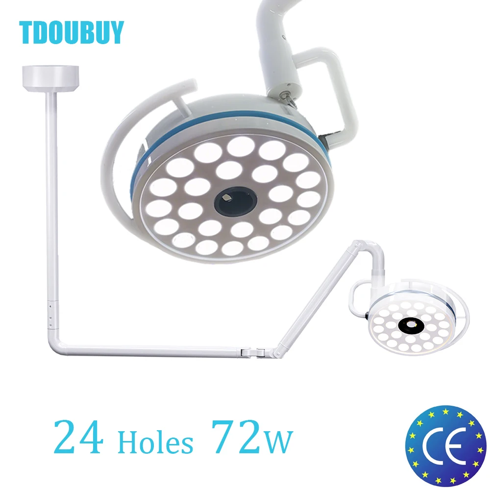 TDOUBUY 72W LED Shadowless Surgical Exam Light Ceiling Mount 24 Bulbs for Pet Surgery Dental Use 90V-240V Super Bright