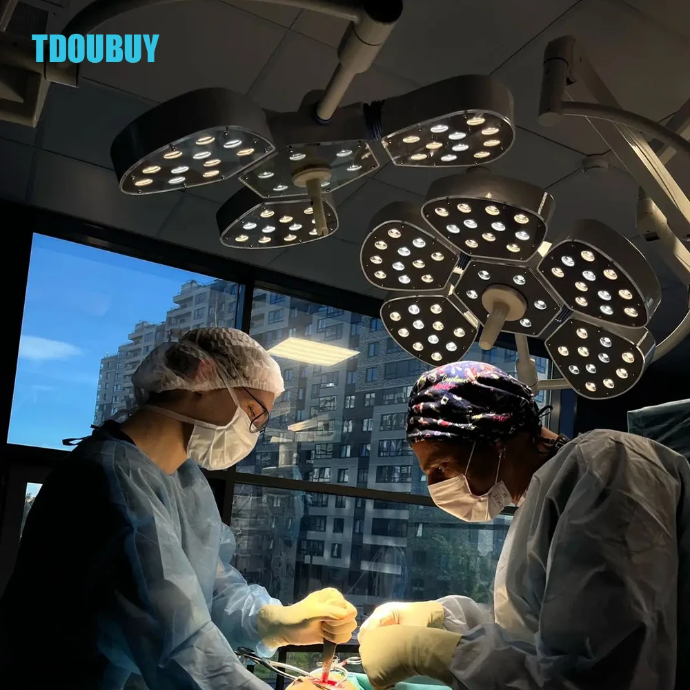 TDOUBUY Double head Flower Type Ceiling LED Surgery shadowless operating surgical lamp operation theatre OT light 90V-240V