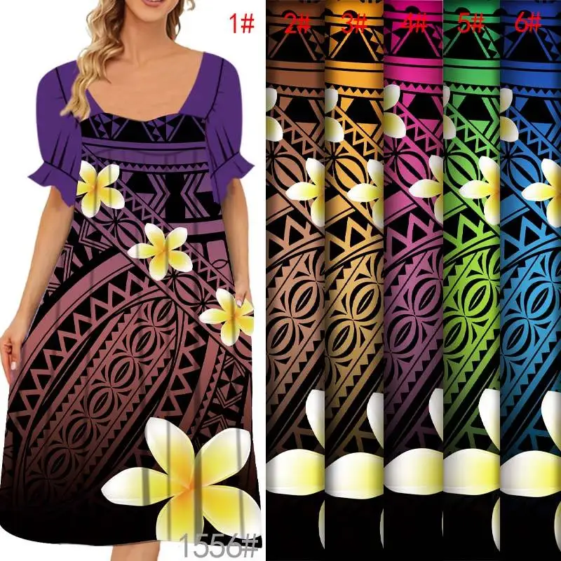 Henry Textile Frangipani Tribal Pattern Printed Polyester Fabric for Sarongs,mumu Dresses