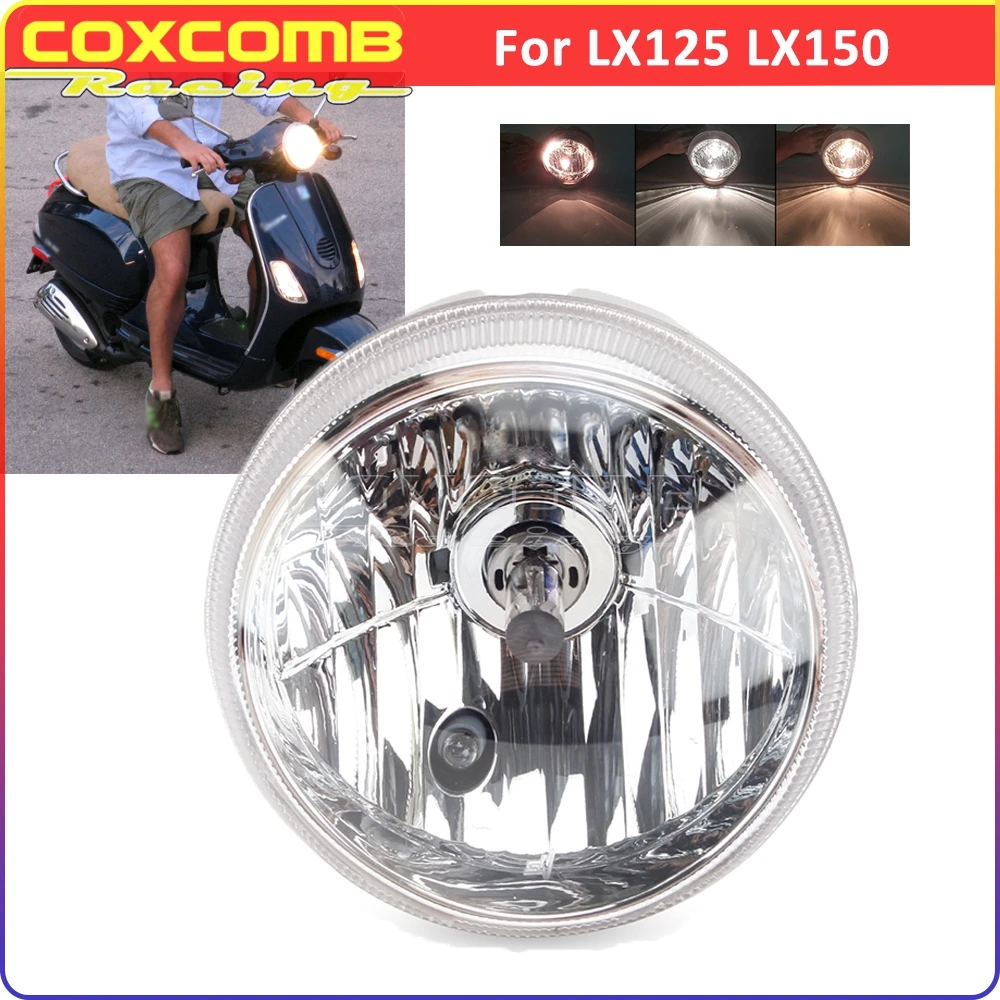 For Piaggio LX125 LX150 LX 125 150 Scooter Motorcycle Front Headlight Clear Headlamp High Low Beam Working Lamp Front Head Light