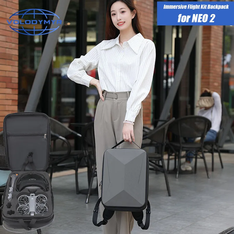 VOLODYMYR Hard-Shell Backpack for DJI NEO 2 Motion Fly More Combo Drone Shockproof Protective Case Portable Storage Bag
