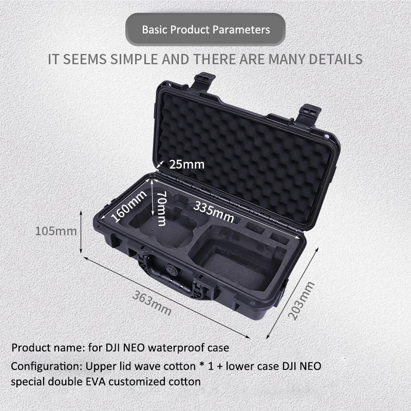 for Neo Hard Case,Waterproof Carrying Hard Shell Case Shoulder Bag for DJI Neo Fly More Combo with RC-N3 Remote Controller