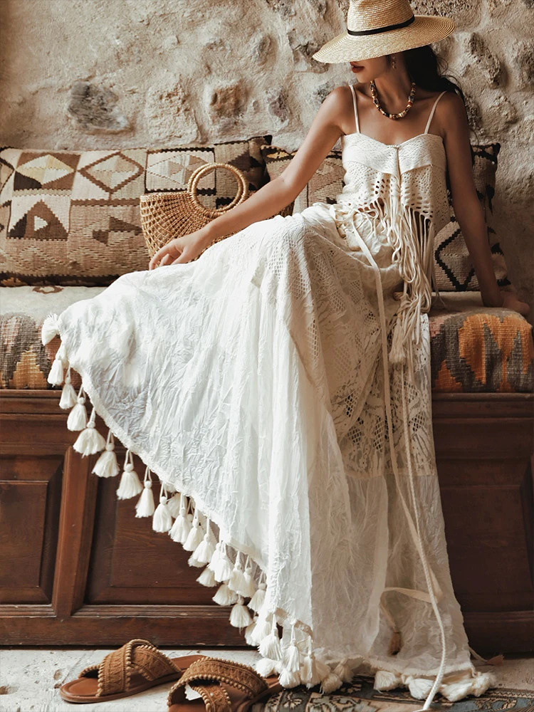 TIYIHAILEY Long Maxi Skirt for Women, Lace Tassels Skirts, High Quality, Spring, Summer, Two Way To Wear New Fashion, 2026