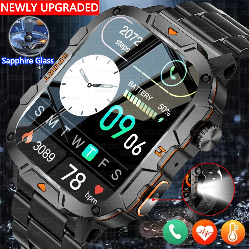 3ATM Waterproof Outdoor Military Smart Watch Men 420mAh Battery Heart Rate Bluetooth Call Sports Fitness Smartwatches