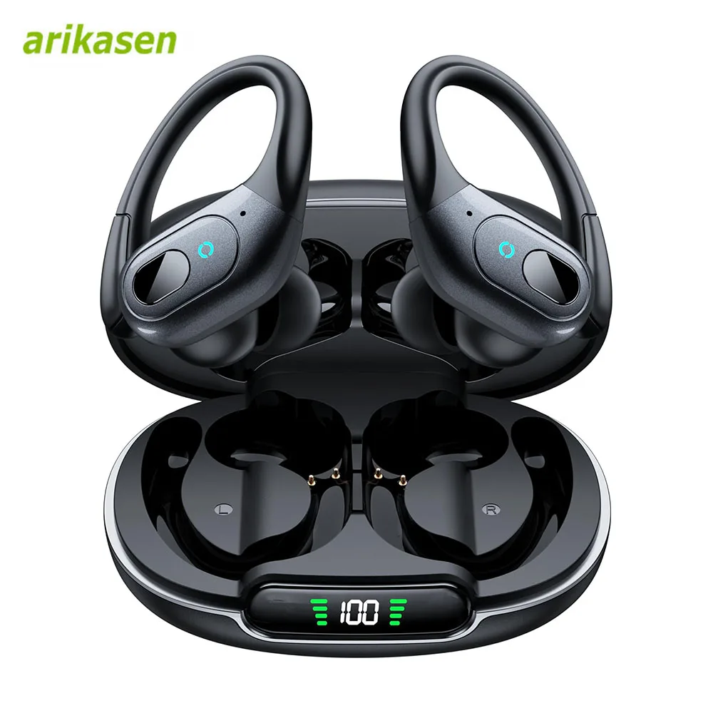 Bluetooth Headphones Wireless Earbuds 90Hrs Playback Sport Ear Buds with Earhook LED Display Charging Case IP7 Waterproof Earbud