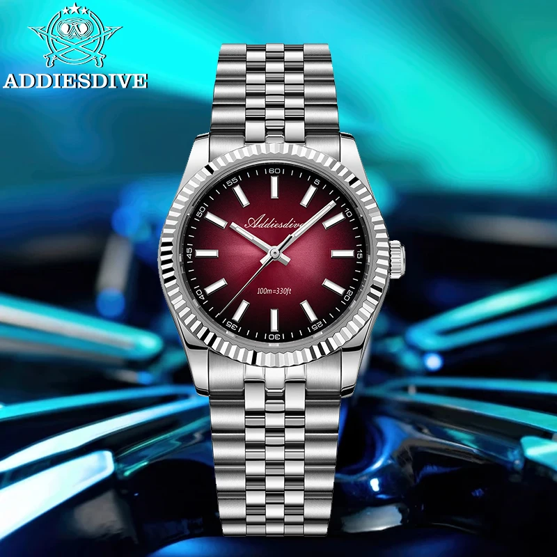 ADDIESDIVE New Quartz Watch for Men AD2073 Sapphire AR Coated 100m Waterproof Luminous VH31 Men Wristwatch 36mm Sports Men Watch