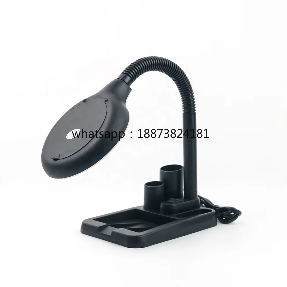 Tabletop Flexible Gooseneck den-tal Lab Electric LED Magnifying Glass Lamp 5X 10X with Light and Stand fast shipping