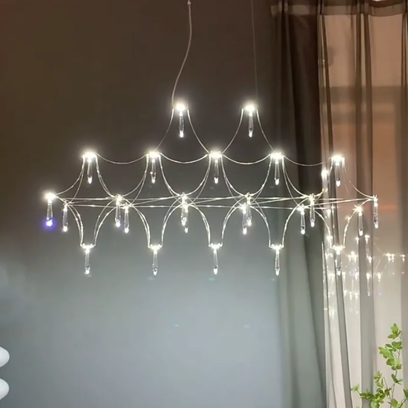 Restaurant Strip Chandelier Postmodern Light Luxury Lobby Front Desk Lamp Designer Minimalist Bar Dining Table Crystal Led Lamps