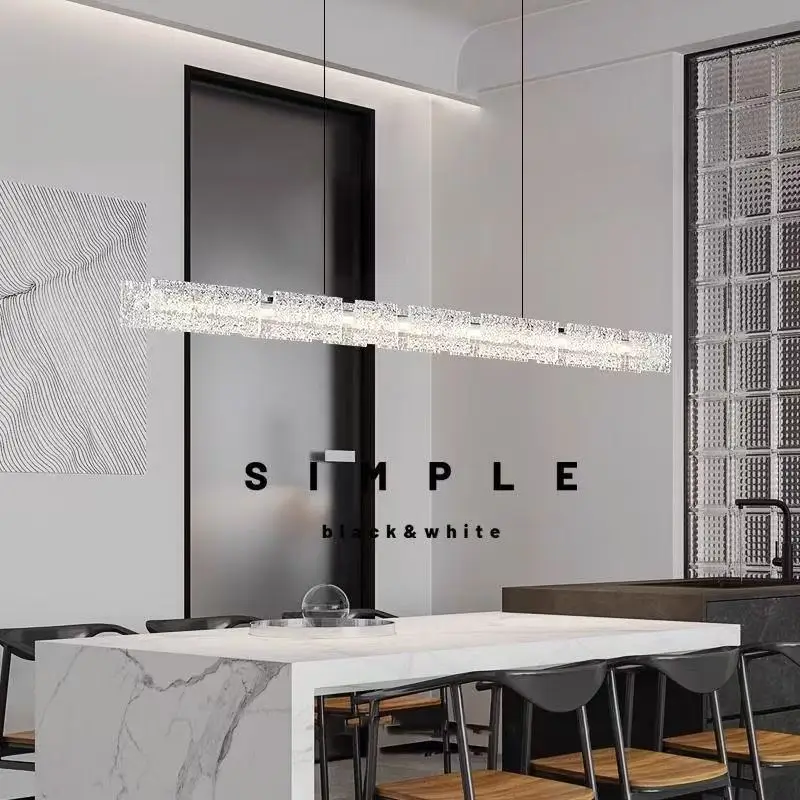 Moonlight Minimalist Restaurant Chandeliers Modern Simple Lamps Light Luxury One-Line Designer Creative Long Dining Table Bar