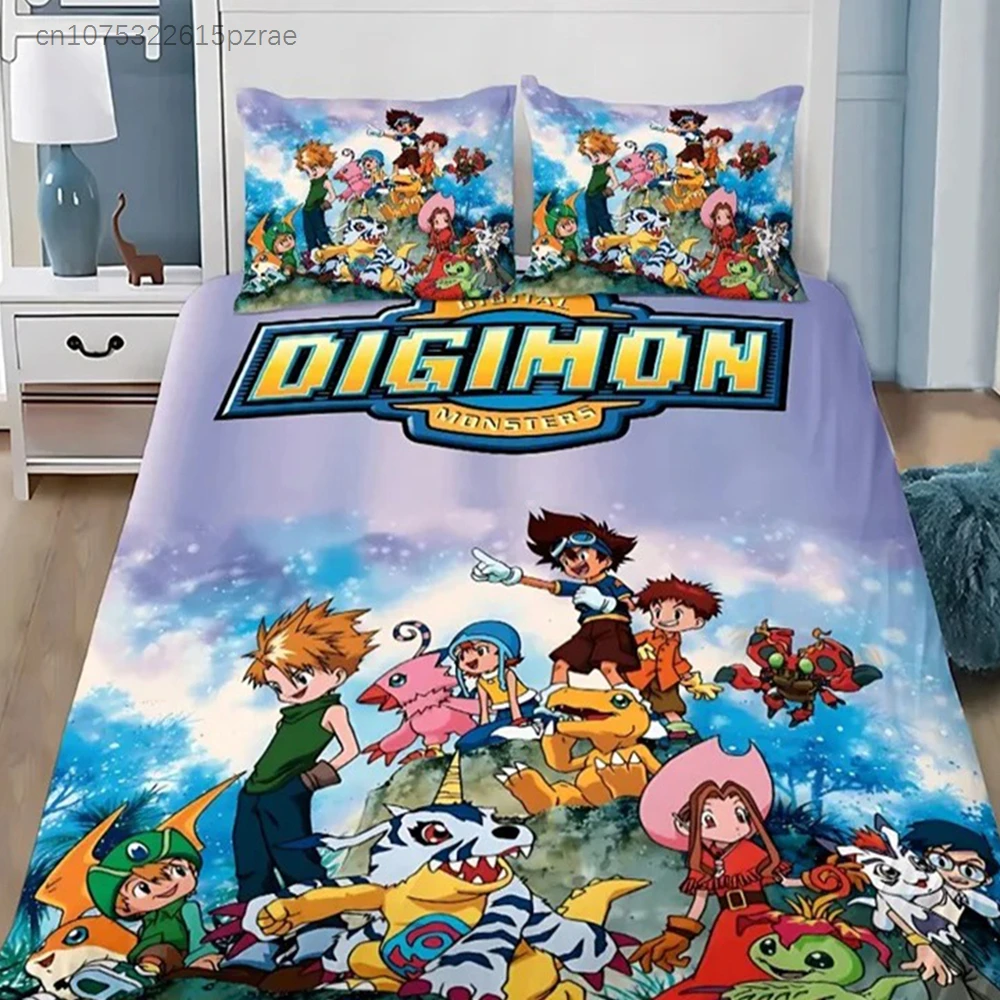 Cartoon Cover Pillowcase Bedding Set D-DigimonS Greymons Adult Boy Girl Bedroom Decoration Children Single Double Large Size