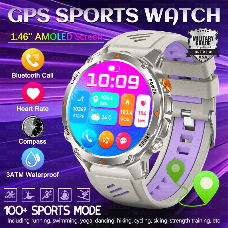 Women GPS Sport Smartwatch Bluetooth Call Voice Assistant Women's Health Monitor 540mAh Battery 3ATM Waterproof Swim Smart Watch