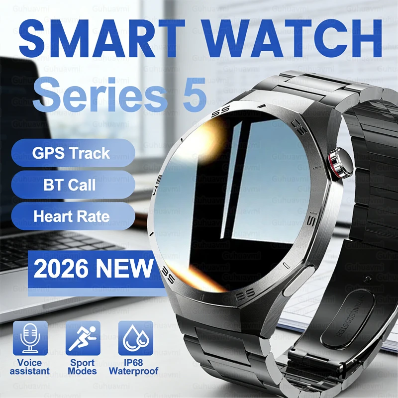 2026 New Smart Watch Men HD AMOLED Screen GPS Motion trajectory HeartRate Bluetooth Call 1.52