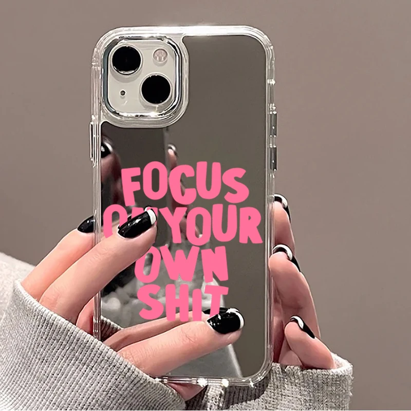 Trendy Quotes & Colorful Letter Mirror Phone Case for iPhone 17 16 Pro 15 14 Plus 11 12 13 Pro Max 16E Shockproof Clear Cover