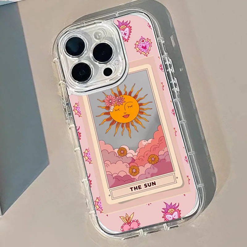 Sun Pattern Printed Mirror Phone Case For iPhone 17 Pro 16 15 14 13 12 11 Pro Max 7 8 Plus XR X XS Max 17E 16E Protection Cover