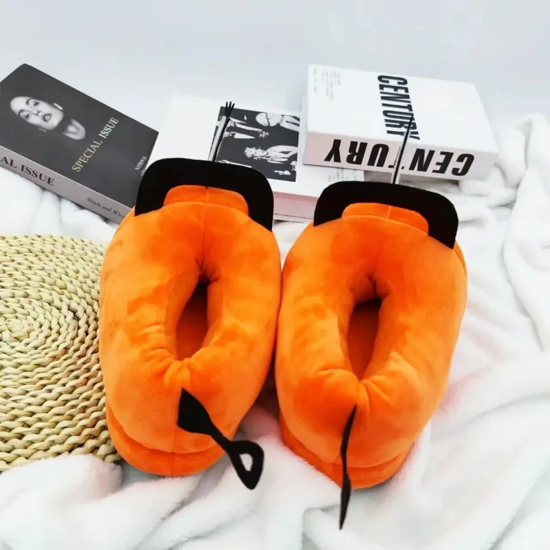 Anime Chainsaw Man Pochita House Slipper Winter Shoe Woman Warm Fuzzy Furry Cartoon Plush Grip Female Cute Home Slipper