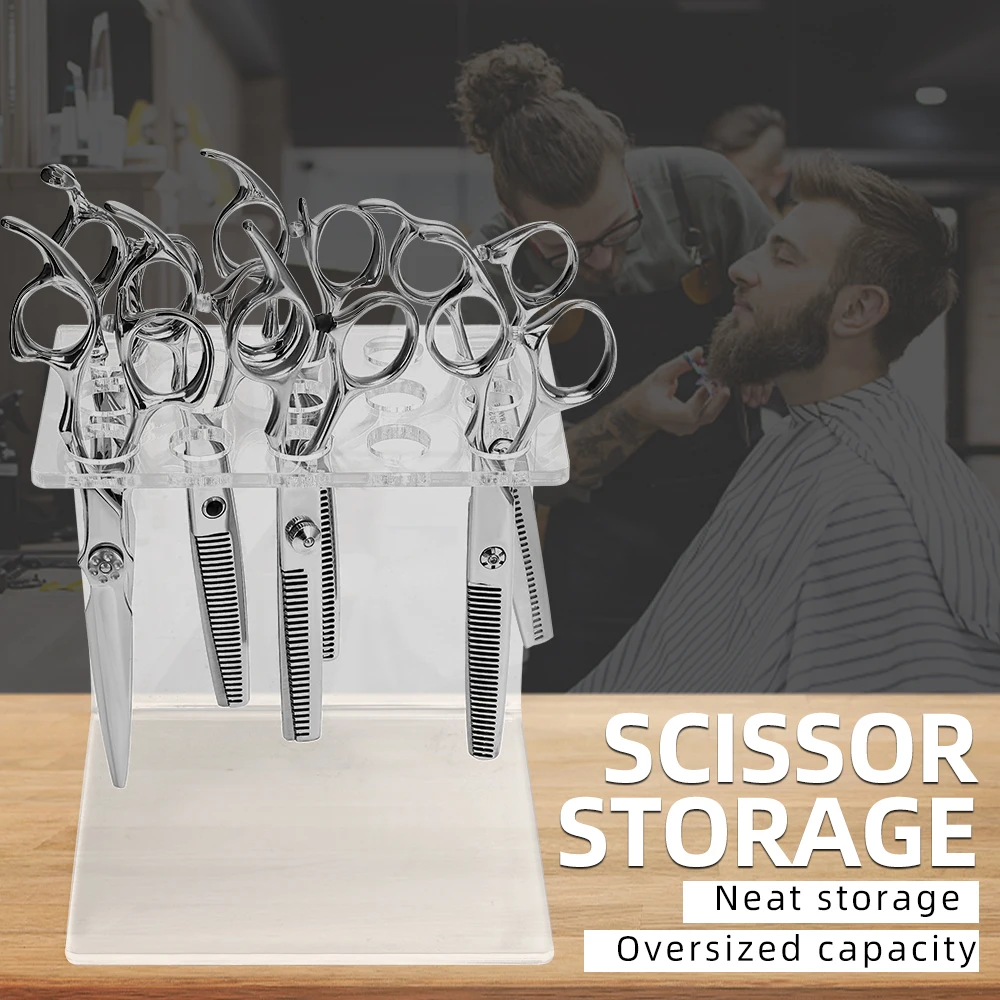 5/6/15 Grids Scissors Holder Acrylic Shears Display Stand Racks Storage Makeup Brush Organizer Barber Hairdressing Supplie Tools