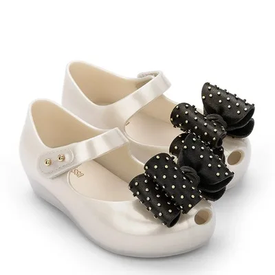 Mini Child Sandals 2021 New Original Girl Jelly Sandals Bowtie Kids Sandals Children Beach Shoes Non-slip Toddler Shoes