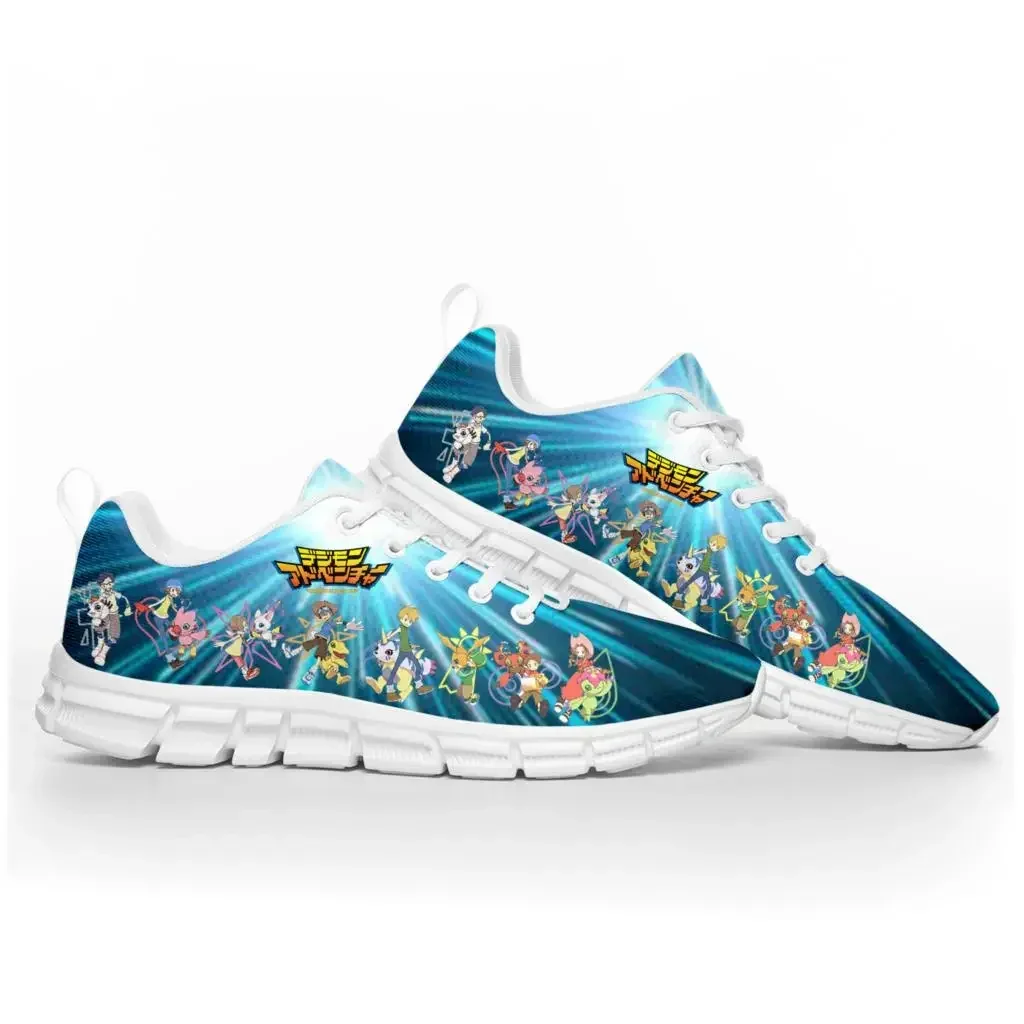 Cartoon Digimon Adventure Anime Sports Shoes Mens Womens Teenager White Sneakers Custom High Quality Couple Shoe
